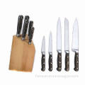 5-piece Resin handle with pine wood block knife set